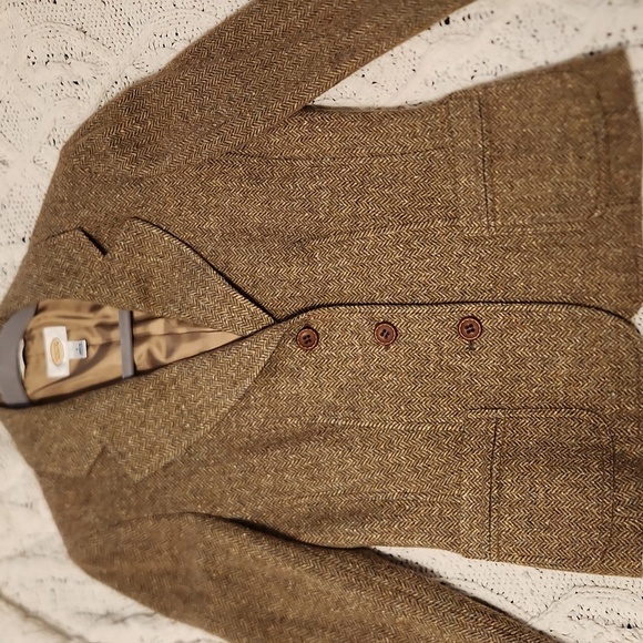 Talbots wool blazer, brown and ivory herringbone pattern. Size 4 - Picture 9 of 9